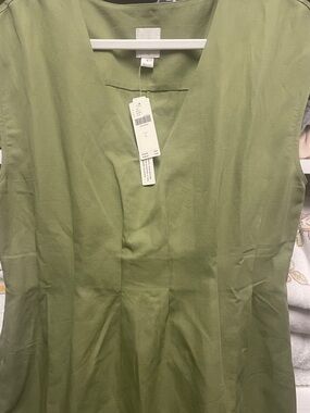 Anthropologie NWT Maeve Olive Green Cap Sleeve V-Neck Dress